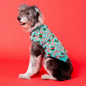 Baby Kids Bamboo Pajamas — Candy Cane Lane Dog Sweater — Image 1