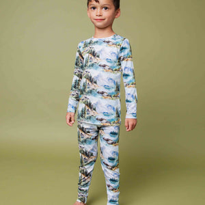 Baby Kids Bamboo Pajamas — Lake It Easy Long Sleeve Pajama Set — Image 1