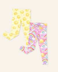Baby Kids Bamboo Pajamas — Sunshine Foldover Bamboo Leggings Bundle — Image 1
