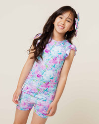 Baby Kids Bamboo Pajamas — Lei'd Back Cap Sleeve Shirt & Shorts Set — Image 1