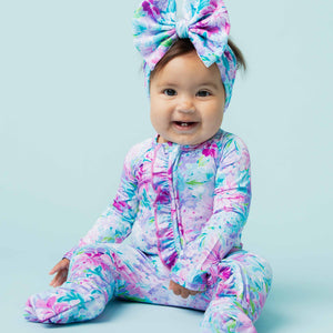 Baby Kids Bamboo Pajamas — Lei'd Back Convertible Ruffle Romper — Image 1