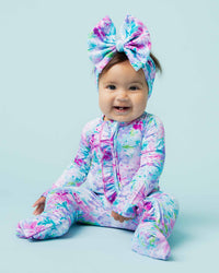 Baby Kids Bamboo Pajamas — Lei'd Back Convertible Ruffle Romper — Image 1