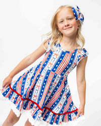 Baby Kids Bamboo Pajamas — Liberty Belle Cap Sleeve Party Dress & Shorts Set — Image 1