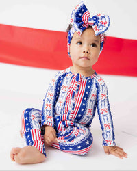 Baby Kids Bamboo Pajamas — Liberty Belle Convertible Ruffle Romper — Image 1