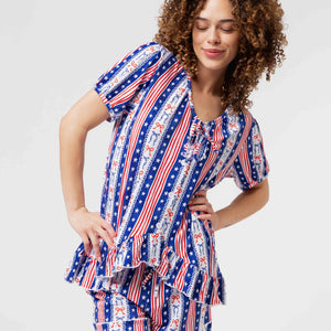 Baby Kids Bamboo Pajamas — Liberty Belle Women's Short Sleeve & Shorts Pajama Set — Image 1