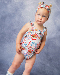 Baby Kids Bamboo Pajamas — Lil' Patch of America Bubble Romper — Image 1