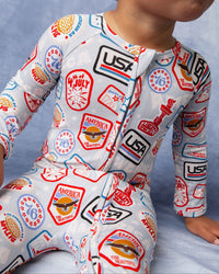 Baby Kids Bamboo Pajamas — Lil' Patch of America Convertible Romper — Image 1