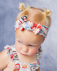 Baby Kids Bamboo Pajamas — Lil' Patch of America Headwrap — Image 1