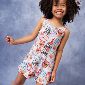 Baby Kids Bamboo Pajamas — Lil' Patch of America Sleeveless Twistback Dress — Image 1