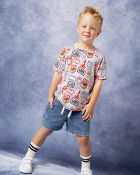 Baby Kids Bamboo Pajamas — Lil' Patch of America T-Shirt — Image 1