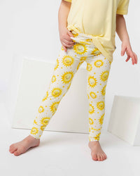 Baby Kids Bamboo Pajamas — Little Sunshine Foldover Bamboo Leggings — Image 1