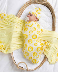 Baby Kids Bamboo Pajamas — Little Sunshine Swaddle & Beanie Set — Image 1