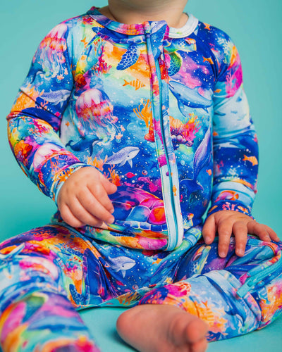 Baby Kids Bamboo Pajamas — Current Crew Convertible Romper — Image 1