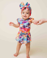 Baby Kids Bamboo Pajamas — Long Time No Sea Cap Sleeve Ruffle Dress — Image 1