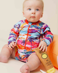 Baby Kids Bamboo Pajamas — Long Time No Sea Long Sleeve Rash Guard One Piece Swimsuit — Image 1