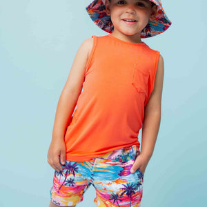 Baby Kids Bamboo Pajamas — Long Time No Sea Muscle Tank & Shorts Set — Image 1