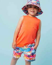 Baby Kids Bamboo Pajamas — Long Time No Sea Muscle Tank & Shorts Set — Image 1
