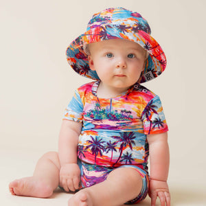 Baby Kids Bamboo Pajamas — Long Time No Sea Shortie Romper — Image 1