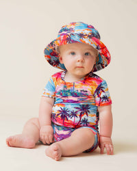Baby Kids Bamboo Pajamas — Long Time No Sea Shortie Romper — Image 1