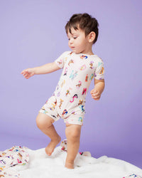 Baby Kids Bamboo Pajamas — Looney Tunes™ Shortie Romper — Image 1