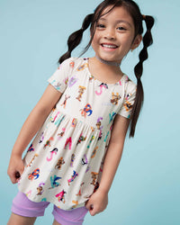 Baby Kids Bamboo Pajamas — Looney Tunes™ Short Sleeve Empire Waist Top & Shorts Set — Image 1