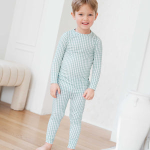 Baby Kids Bamboo Pajamas — Lucky Gingham Long Sleeve Pajama Set — Image 1