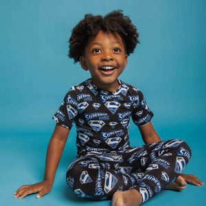 Baby Kids Bamboo Pajamas — SUPERMAN™ Man of Steel Short Sleeve Pajama Set — Image 1