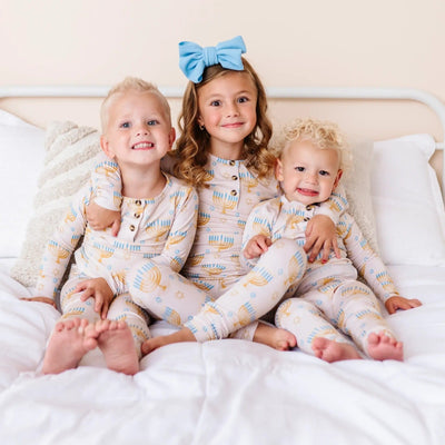 Bums & Roses - Baby & Kids Bamboo Pajamas - Mazel Tov Moments Long Sleeve Two-Piece Button Set - Image 1