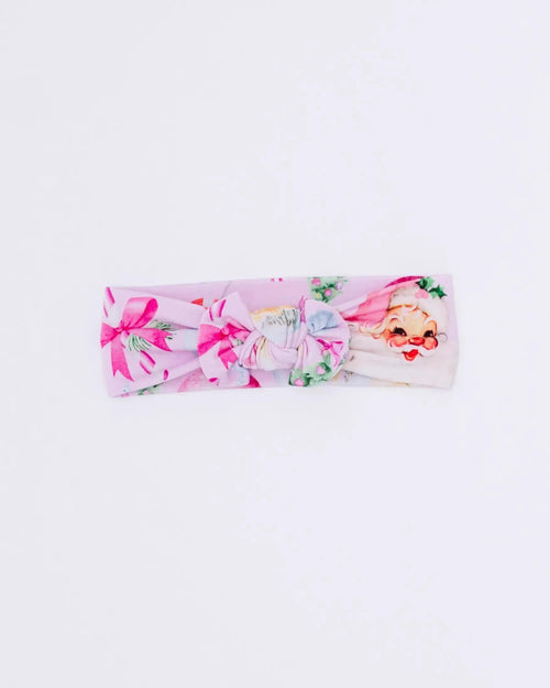 Baby Kids Bamboo Pajamas — Merry Little Pinkmas Headwrap — Image 3