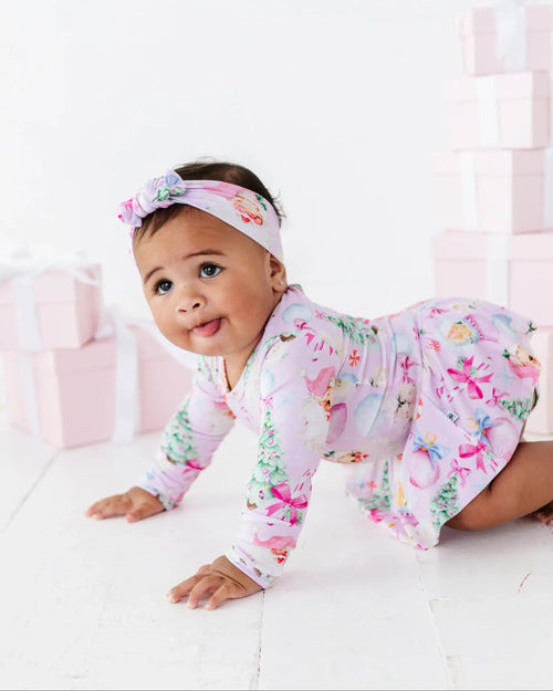 Baby Kids Bamboo Pajamas — Merry Little Pinkmas Headwrap — Image 8