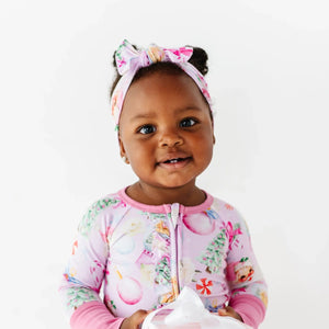 Bums & Roses - Baby & Kids Bamboo Pajamas - Merry Little Pinkmas Headwrap - Image 1