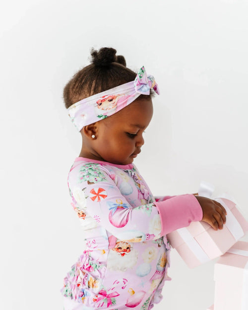 Baby Kids Bamboo Pajamas — Merry Little Pinkmas Headwrap — Image 11