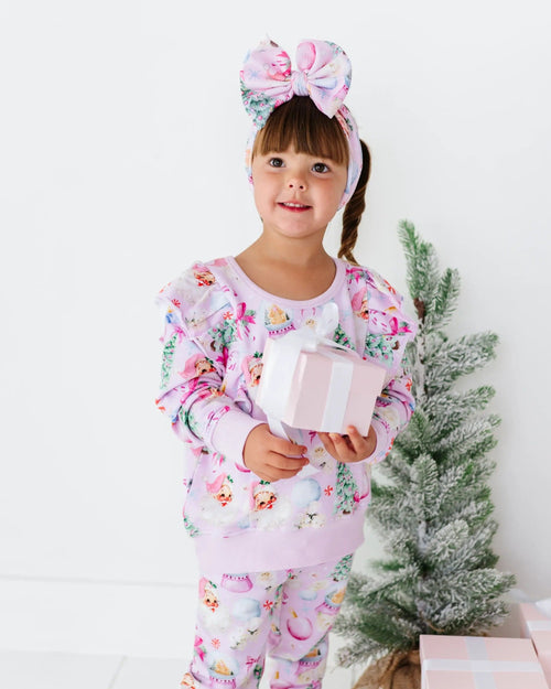 Baby Kids Bamboo Pajamas — Merry Little Pinkmas Jogger Set — Image 6