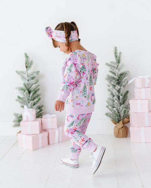 Baby Kids Bamboo Pajamas — Merry Little Pinkmas Jogger Set — Image 7