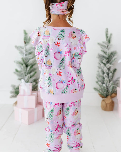 Baby Kids Bamboo Pajamas — Merry Little Pinkmas Jogger Set — Image 8