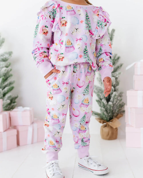 Baby Kids Bamboo Pajamas — Merry Little Pinkmas Jogger Set — Image 10