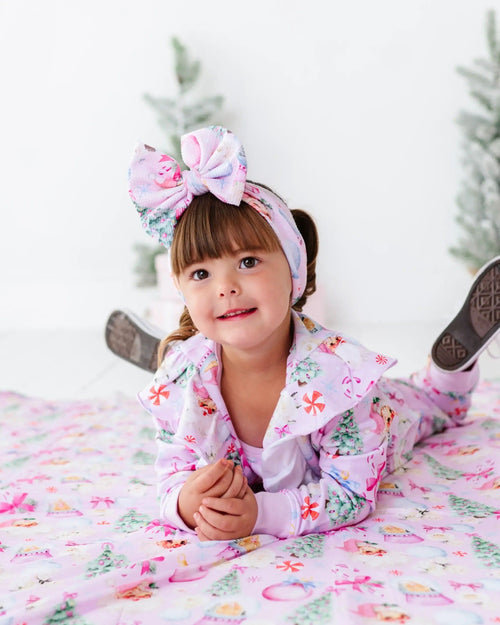 Baby Kids Bamboo Pajamas — Merry Little Pinkmas Biggie Bow — Image 8