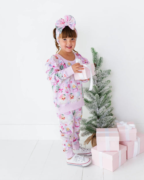 Baby Kids Bamboo Pajamas — Merry Little Pinkmas Biggie Bow — Image 4