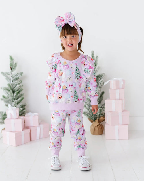 Baby Kids Bamboo Pajamas — Merry Little Pinkmas Biggie Bow — Image 10