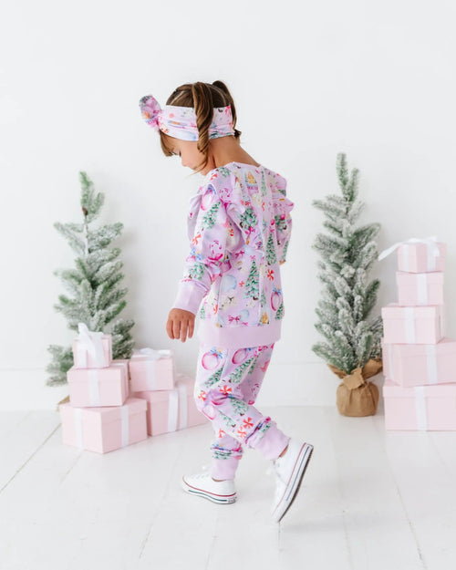 Baby Kids Bamboo Pajamas — Merry Little Pinkmas Biggie Bow — Image 15