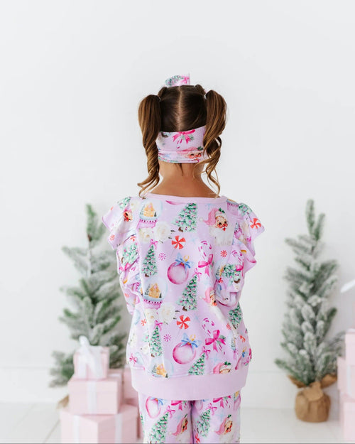 Baby Kids Bamboo Pajamas — Merry Little Pinkmas Biggie Bow — Image 11