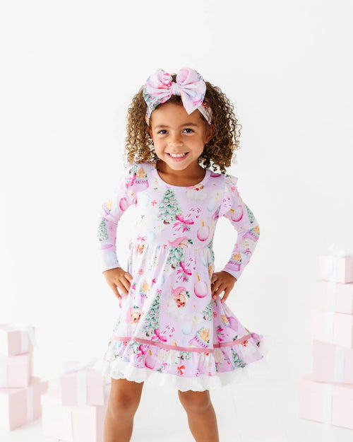 Baby Kids Bamboo Pajamas — Merry Little Pinkmas Biggie Bow — Image 6