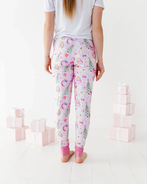 Baby Kids Bamboo Pajamas — Merry Little Pinkmas Women's Pants — Image 11