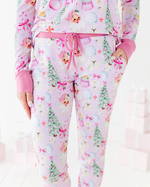 Baby Kids Bamboo Pajamas — Merry Little Pinkmas Women's Pants — Image 7