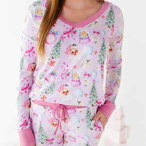 Bums & Roses - Baby & Kids Bamboo Pajamas - Merry Little Pinkmas Women's Shirt - Image 1