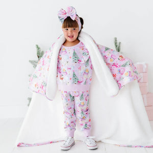 Bums & Roses - Baby & Kids Bamboo Pajamas - Merry Little Pinkmas Bum Bum Blanket - Plush - Image 1