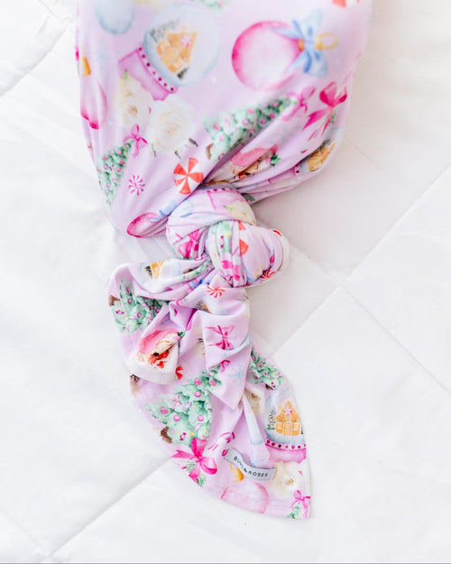 Baby Kids Bamboo Pajamas — Merry Little Pinkmas Swaddle & Velvet Bow Beanie — Image 6