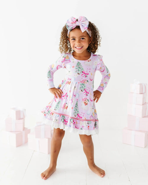Baby Kids Bamboo Pajamas — Merry Little Pinkmas Party Dress — Image 12