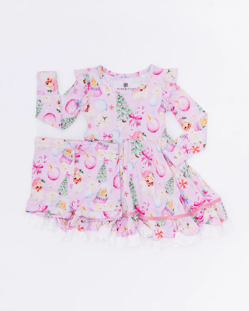 Baby Kids Bamboo Pajamas — Merry Little Pinkmas Party Dress — Image 3