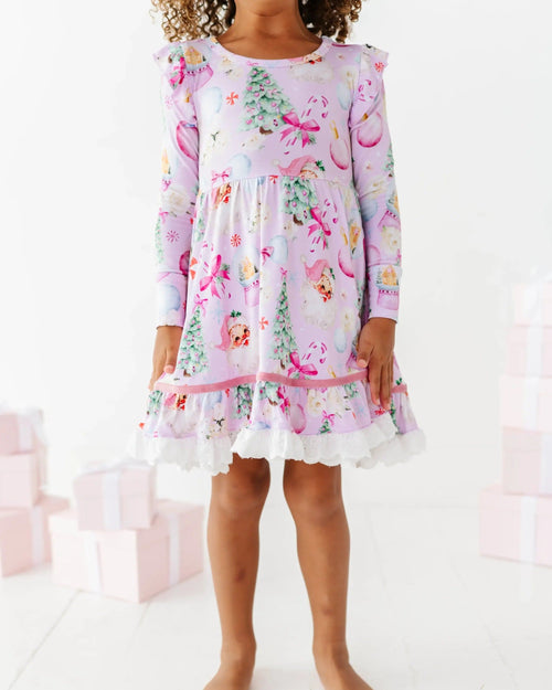 Baby Kids Bamboo Pajamas — Merry Little Pinkmas Party Dress — Image 11